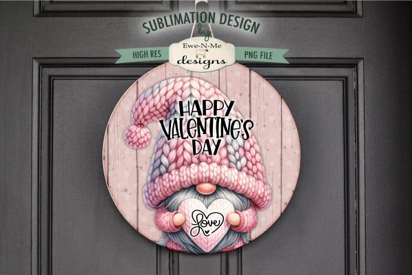 Happy Valentines Day Gnome Round Sublimation Design Cheap