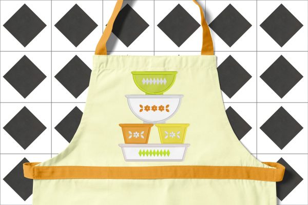 Vintage Glass Bakeware Stack Applique Embroidery For Discount