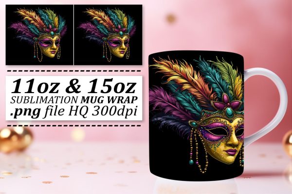 Holiday Carnival Magic: Mardi Gras Mask Pattern Mug Fashion