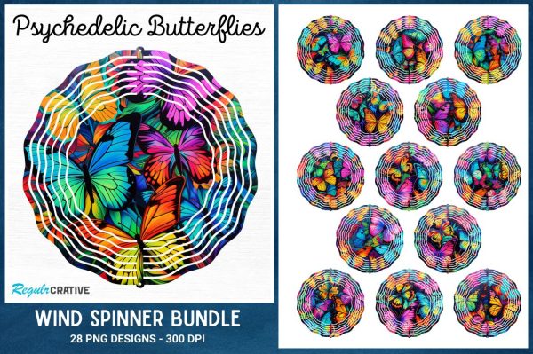 Psychedelic Butterflies Wind Spinner Bundle Online now