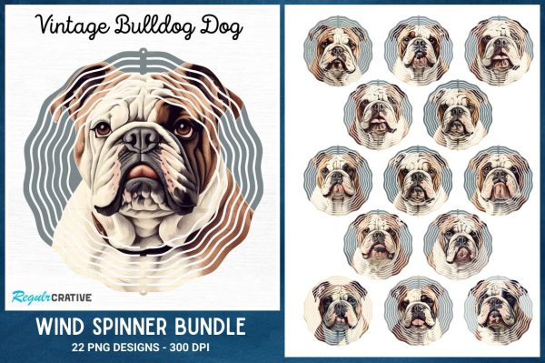 Vintage Bulldog Dog Wind Spinner Bundle Cheap
