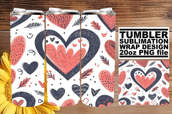 Romantic Sublimation Tumbler Wrap Featuring Heart Patterns Online Sale
