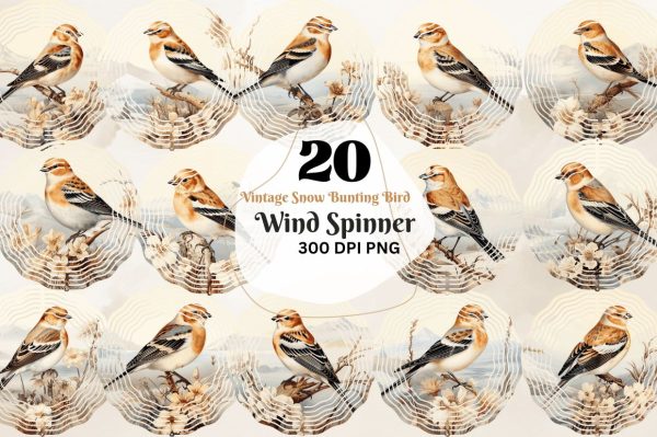 Vintage Snow Bunting Bird Wind Spinner For Discount