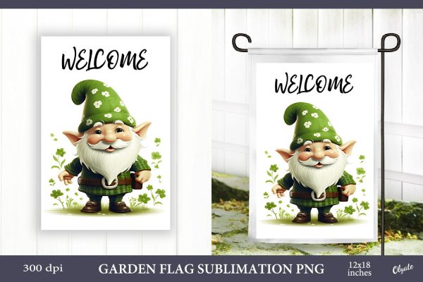 St Patricks Day Garden Flag PNG. Printable Design PNG on Sale