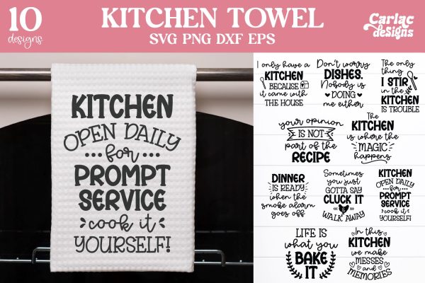Funny Kitchen Towel SVG and Sublimation Bundle Sale