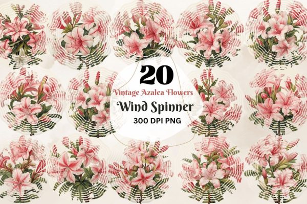 Vintage Azalea Flowers Wind Spinner Hot on Sale