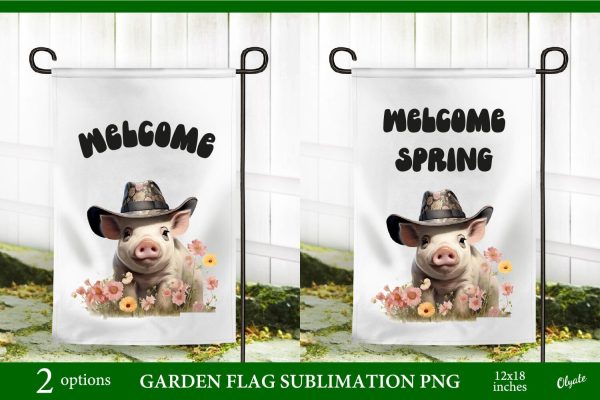 Piggy Garden Flag PNG. Farmhouse Garden Flag PNG Online