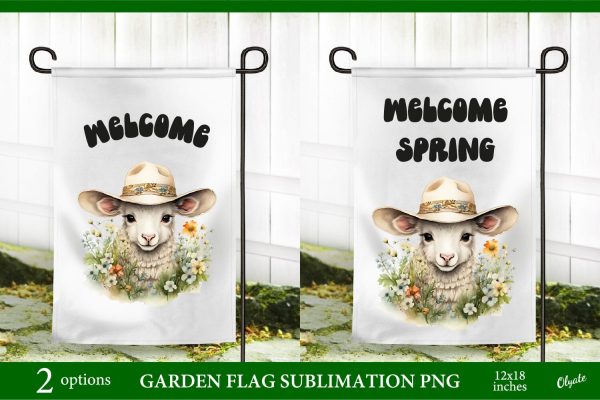 Welcome Garden Flag PNG. Sheep Garden Flag Sublimation PNG For Cheap