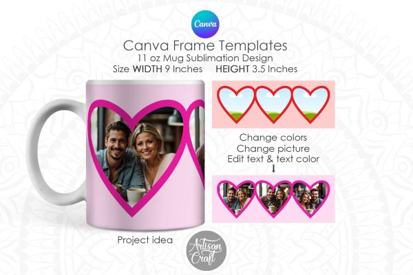 Heart Photo Mug | Canva Mug Template | Canva Frame Online now