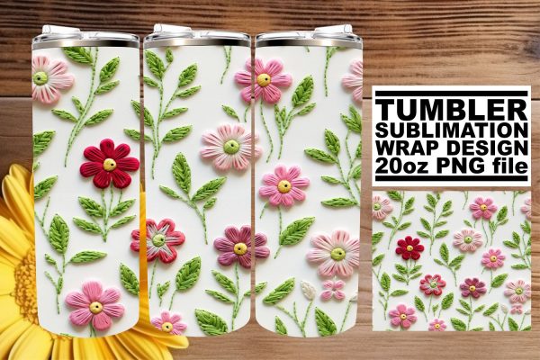 Vibrant Blooms 3D Tumbler Wrap Sublimation Fashion