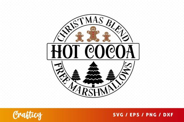 Christmas blend hot cocoa free marshmallows SVG Design on Sale