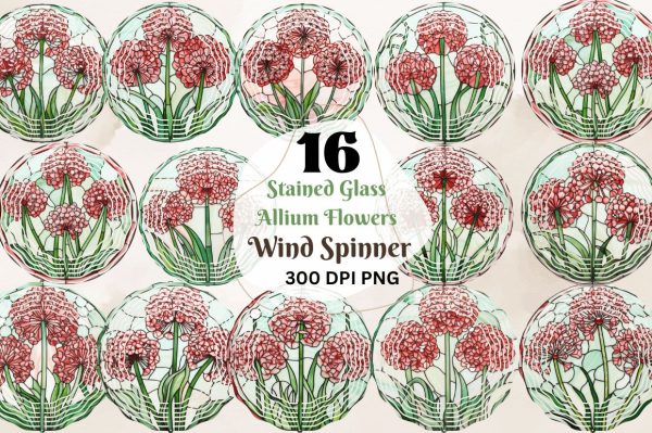 Stained Glass Allium Flowers Wind Spinner Hot on Sale