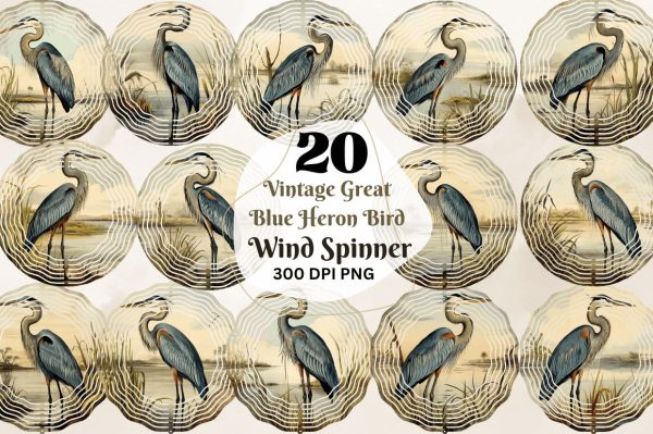 Vintage Great Blue Heron Bird Wind Spinner For Sale