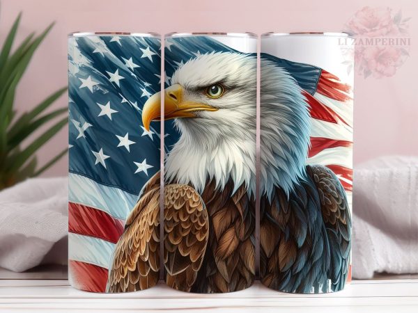 Eagle USA Flag 20 Oz Skinny Tumbler Wrap, Eagle Wrap Sublimation PNG, Instant Digital Download PNG, Straight & Tapered Tumbler Wrap PNG Online