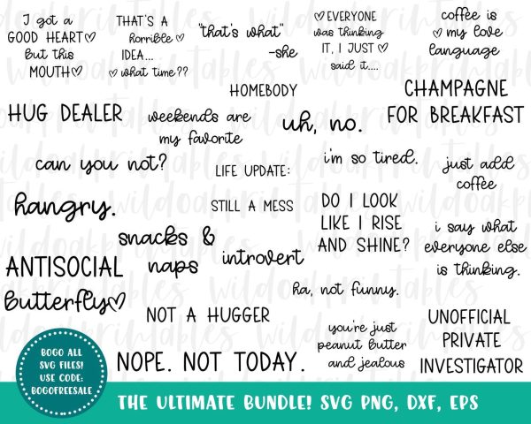 25 sarcastic svg bundle, funny svg quotes, funny sarcastic svg sayings, svg bundles, sarcastic png clipart, sarcastic funny quotes bundle on Sale
