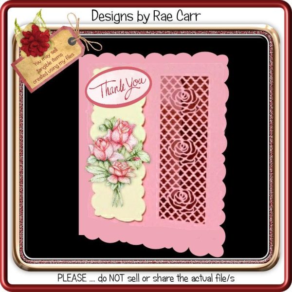 645 Rose Lattice Greeting Card ** Multiple Machine Formats Online now