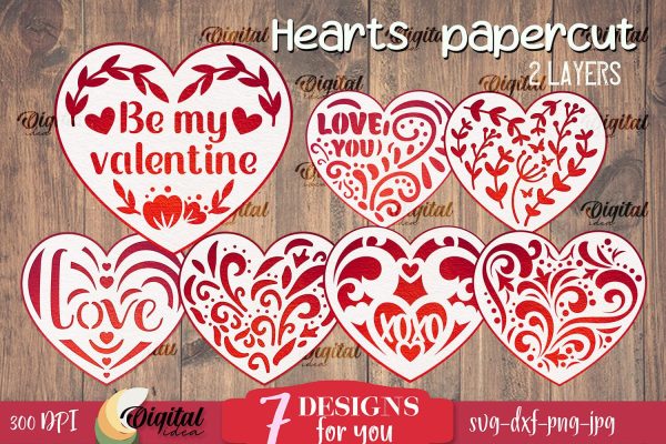 Valentine s Day Heart Paper Cut Bundle SVG Cheap