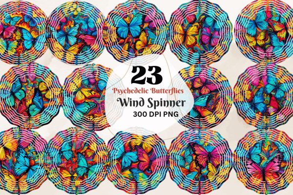 Psychedelic Butterflies Wind Spinner on Sale