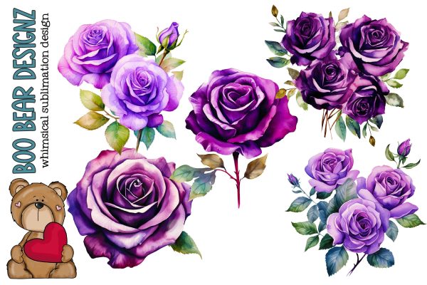 Watercolor Dark Purple Rose Clipart Online Hot Sale