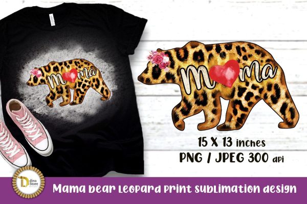 Mama Bear Leopard Print Sublimation Design For Discount