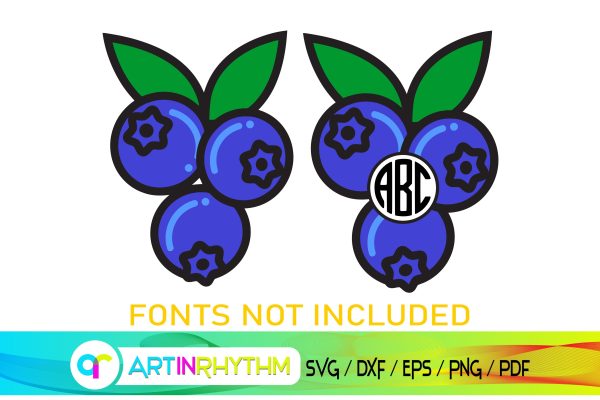 blueberry svg, fruit monogram svg Online