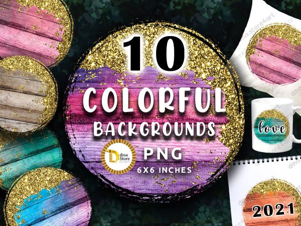 Colorful wooden circles & Golden glitter Bundle Online now