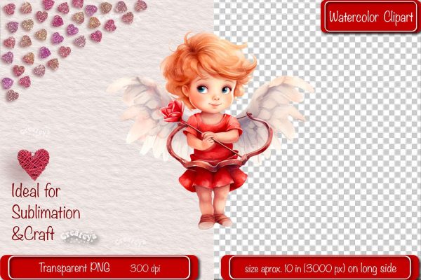 Baby Angel PNG Angels Clipart Valentine clipart PNG Illustration Watercolor Online now