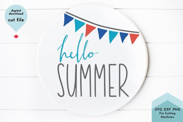 Hello Summer SVG Cut File Hand Lettered For Sale