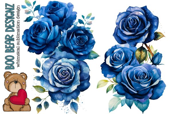 Watercolor Dark Blue Rose Clipart Discount