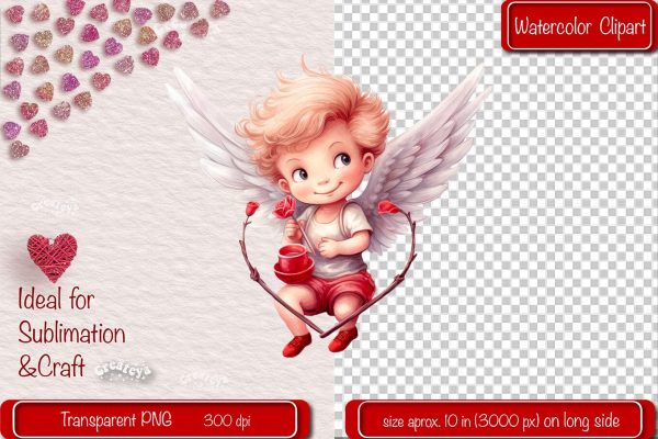 Baby Angel PNG Angels Clipart Valentine clipart PNG Illustration Watercolor Cheap