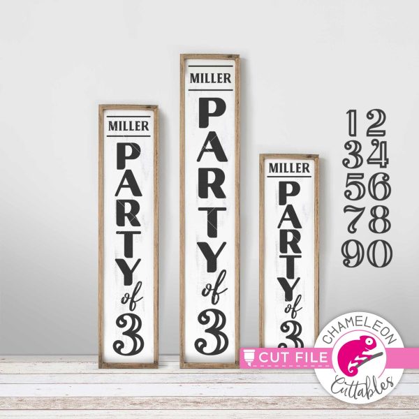 Party of 1-9 numbers included vertical Porch design svg png dxf Sale
