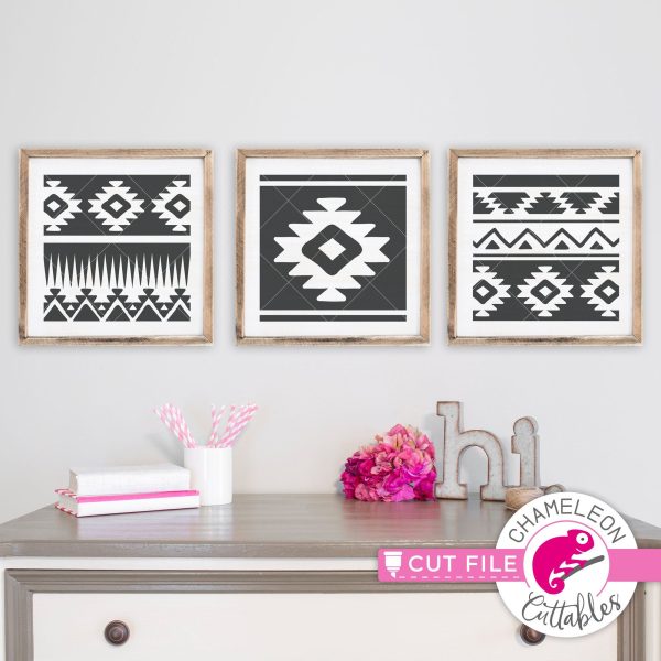 3 Aztec Pattern Squares tribal svg png dxf Online