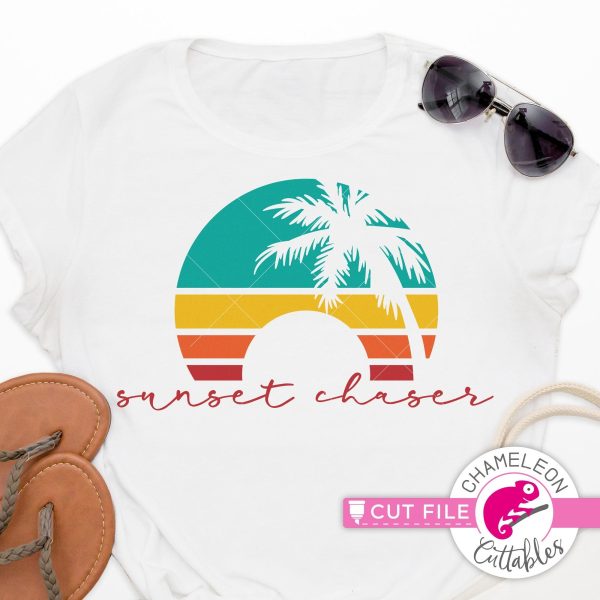 Sunset chaser palm tree circle svg dxf png Cheap
