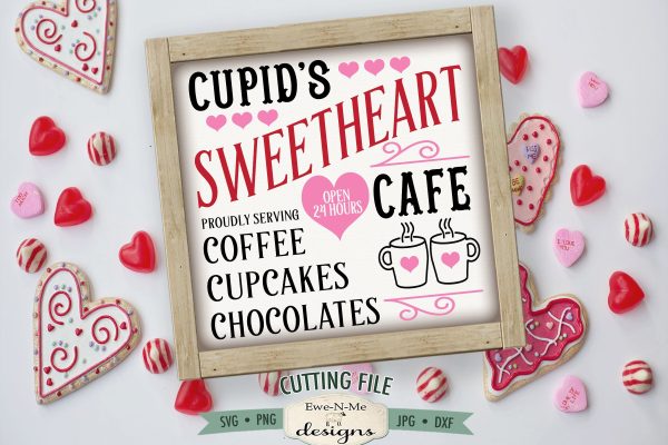 Cupids Sweetheart Cafe SVG | Valentine Sign SVG For Sale