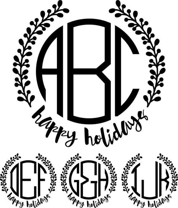 Monogram Basic Happy Holidays Wreath Font Discount