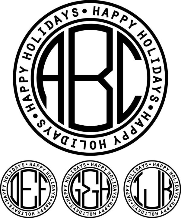 Monogram Basic Happy Holidays Ring Font Sale