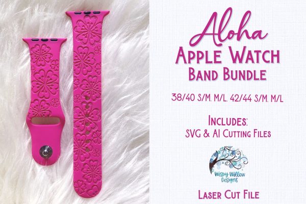 Aloha Floral Apple Watch Band Bundle for Glowforge or Laser Cutter Online now