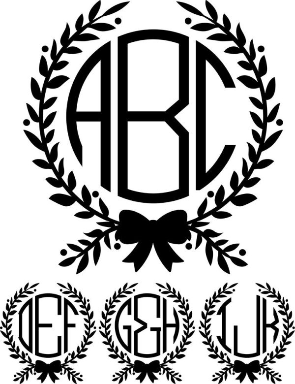 Monogram Basic Bow Wreath Font Sale