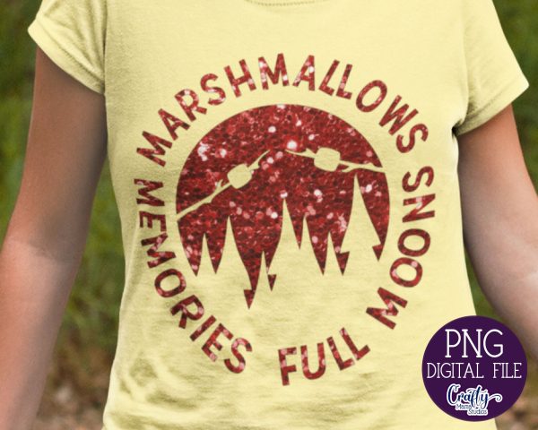 Marshmallows Memories Full Moons Png, Camping Sublimation File Sale