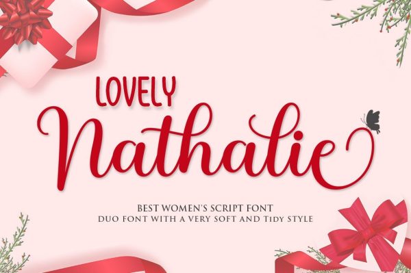 Lovely Nathalie Script Font DUO Sale