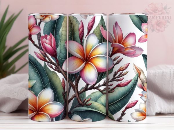 Hawaiian Plumeria Flower 20 oz Tumbler Wrap, Instant Digital Download PNG, Straight & Tapered Tumbler Wrap PNG Cheap