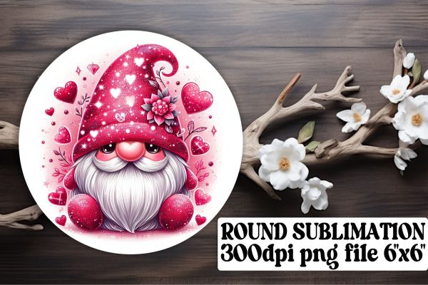Adorable Valentines Gnome Decor: Round Art, Keychain, Coaster Discount