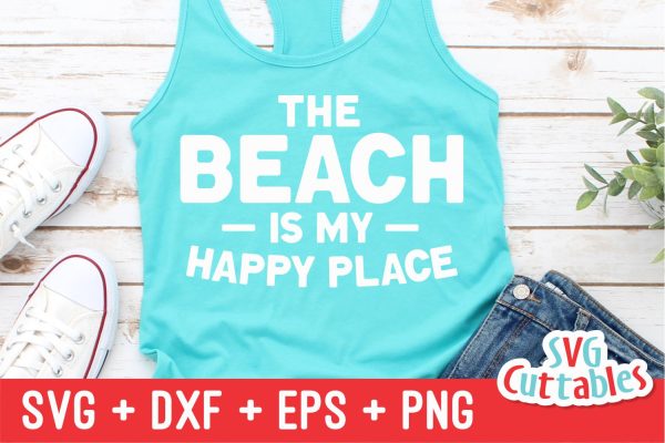 The Beach Is My Happy Place svg - Summer Cut File - Beach - Quote - svg - svg - dxf - eps - png - Silhouette - Cricut - Digital File Sale