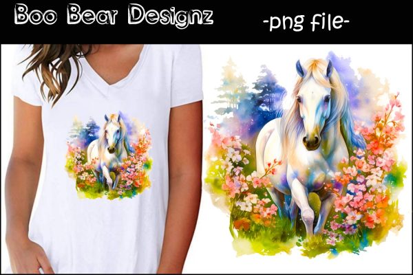 Watercolor Floral Horse Sublimation For Cheap