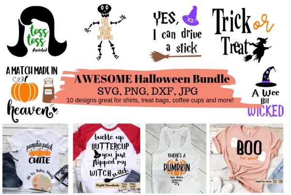 Awesome Halloween Bundle svg dxf png jpg - Halloween svg set of 10 designs For Sale