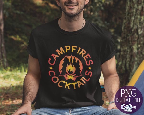 Camping Png, Campfires Cocktails, Sublimation Design Hot on Sale