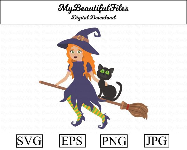 Witch on a Broomstick Clipart For Discount