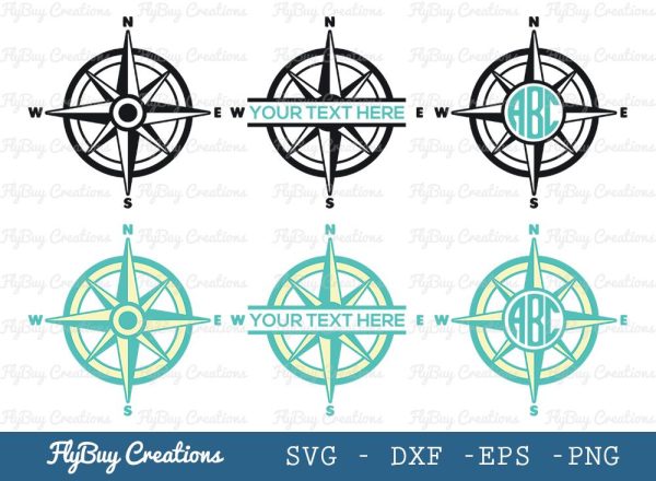 Compass Svg Cut File| Nautical Compass | Mountain Compass | Travel Compass | Split Monogram | Circle Monogram | Online Hot Sale