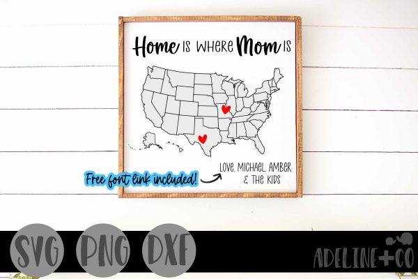 Home is where Mom is, Long Distance, SVG, Mother s Day For Sale