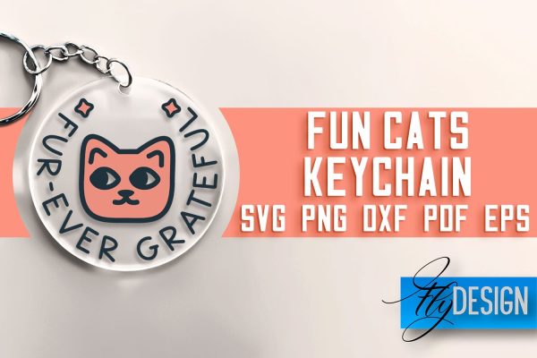 Fun Cats Keychain SVG | Cat SVG Design | SVG File on Sale